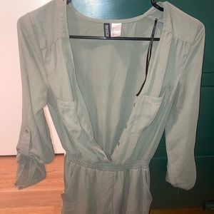 Olive green sheer romper
